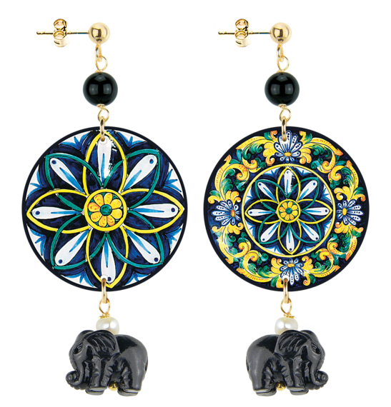 Orecchini Mosaico Piccolo Nero - Lebole Maison